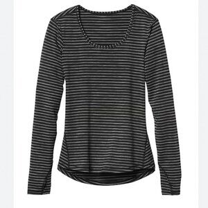 ATHLETA Women's XL Heather Stripe Chi Long Sleeve Stretch Activewear Workout Top